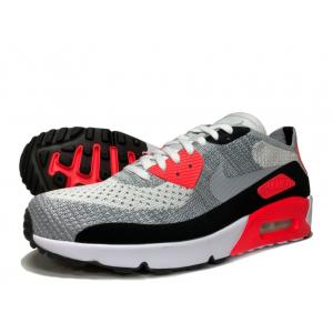 NIKE AIR MAX 90 ULTRA 2.0 FLYKNIT【ナイキ エア マックス 90 ウルトラ 2.0 フライニット】WHT/WOLF GREY-BRIGHT CRIMSON 875943-100｜endor