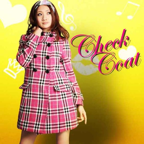 チェック柄コート