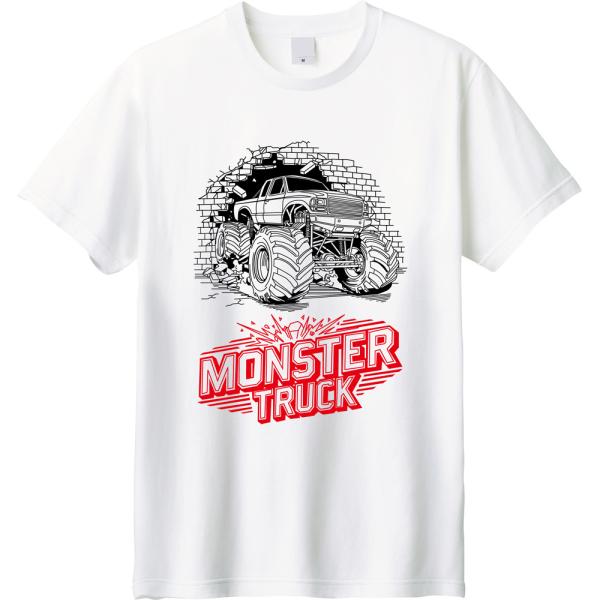 壁を突き破る！モンスタートラック プリントTシャツ 【躍動感 グラフィック】 アメ車 モータースポー...