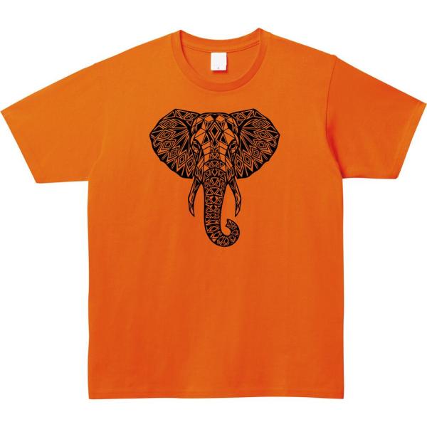 [全6色] 幾何学 ゾウ Tシャツ エスニック 象 プリント 半袖 ユニセックス ストリート アニマ...