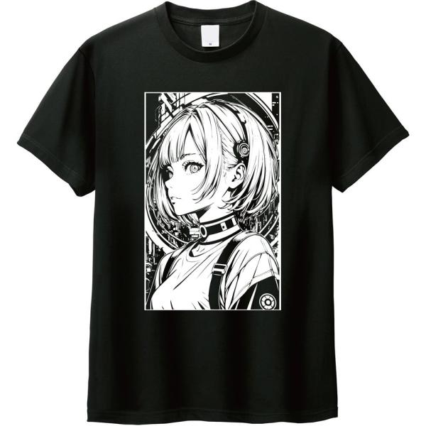 [全5色]黒Tシャツ CITY POP Retro Anime Girl シティーポップ サイバーパ...