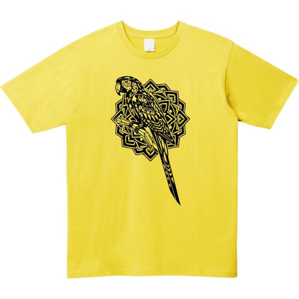 [全6色] 幾何学 インコ Tシャツ エスニック オウム プリント ユニセックス ストリート 鳥 ア...