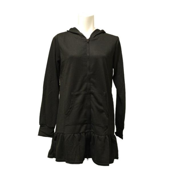 フード付パーカートップス 無地 カジュアル 長袖