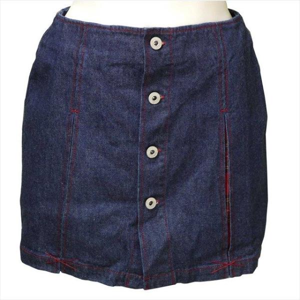 チェック切り替えデニムスカート風ショートパンツ