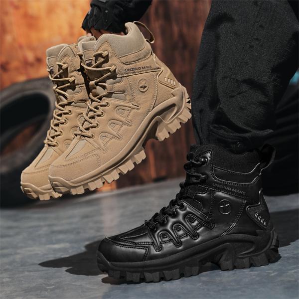 トレッキングシューズ メンズ 厚底ワークブーツ アウトドア 冬 滑らない 丈夫 軽い はっ水 タクテ...