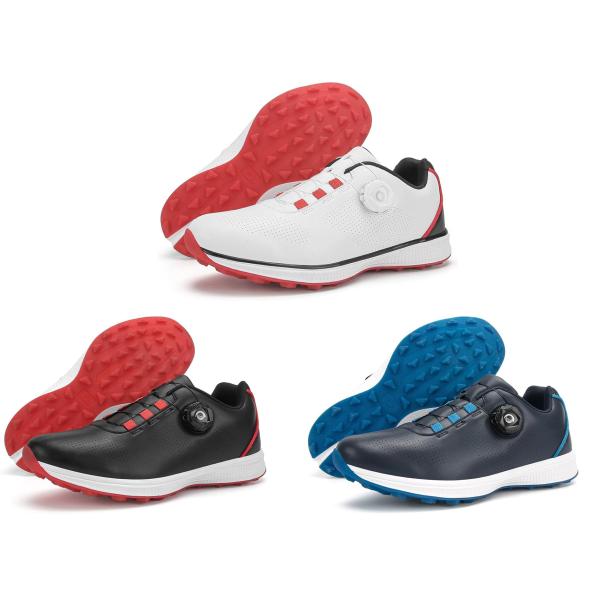 ゴルフシューズ メンズ 大きいサイズ 防水 スパイクレス ゴルフトレーニングシューズ ダイヤル式 ボ...