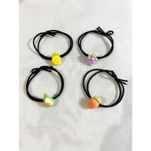 フルーツモチーフ ヘアゴム 1本 パイナップル ブドウ アボカド にんじん キッズヘアゴム 子供ヘアゴム ハンドメイド