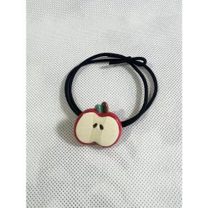 ヘアゴム リンゴデザイン 1本 りんご 林檎 可愛いデザイン キッズヘアゴム 子供ヘアゴム ハンドメイド