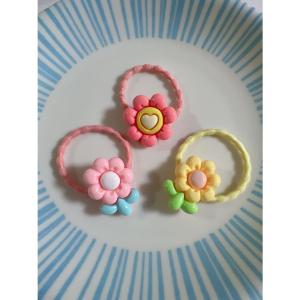 花パーツゴム フラワーヘアゴム キッズヘアゴム ハンドメイド 髪飾り ゴムどめ ヘアアクセサリー 全3種類