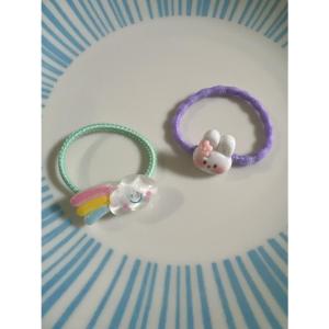 兎 虹 パーツゴム ウサギ レインボー ヘアゴム かわいい キッズヘアゴム ハンドメイド 髪飾り ゴムどめ ヘアアクセサリー 全2種類