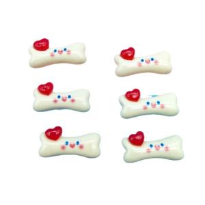 デコパーツ レッド ハート 骨 笑顔 1個 素材 ハンドメイド キュート