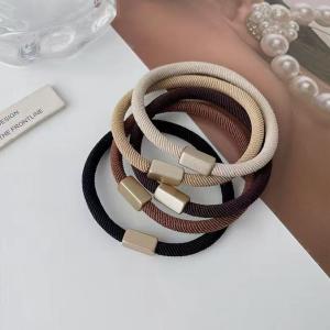 シンプル ヘアゴム 1本 全5色 ヘアアレンジ 韓国 サテンフリル 髪留め 髪飾り シンプル 金具 かっこいい お得