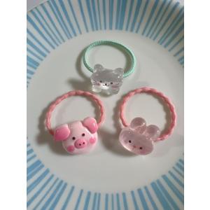 動物パーツゴム ブタ うさぎ ネコ ヘアゴム キッズヘアゴム かわいい ハンドメイド 髪飾り ゴムどめ ヘアアクセサリー