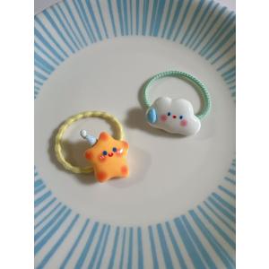 星 雲パーツゴム スター 白雲ヘアゴム かわいい キッズヘアゴム ハンドメイド 髪飾り ゴムどめ ヘアアクセサリー 全2種類