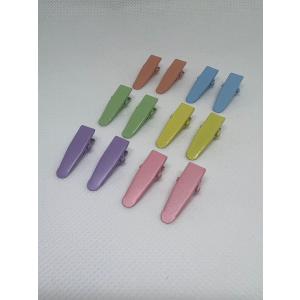 カラフル ワニ口ヘアクリップ 24 x 7mm 2個セット 全6色 パーツ 金具 ミニ DIY ヘアアクセサリー