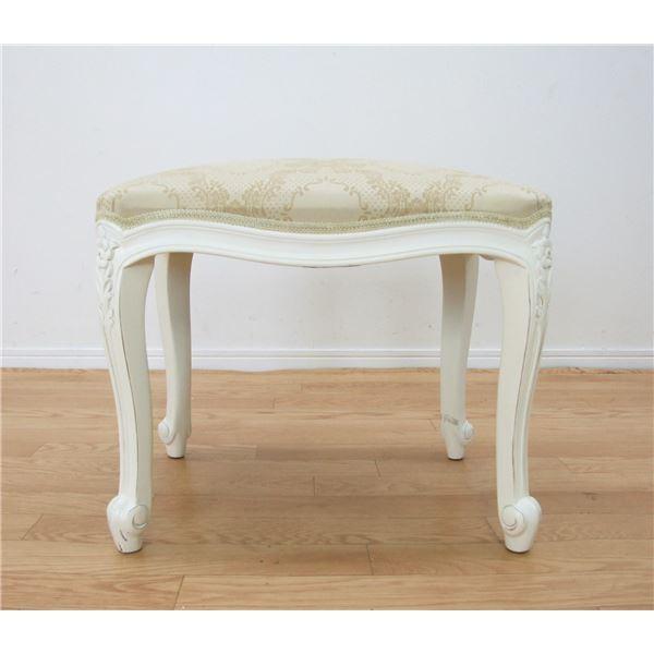 アンティーク調猫足スツール/腰掛椅子 〔ホワイト〕 木製 『フランシスカ』 高さ45cm 〔完成品〕...