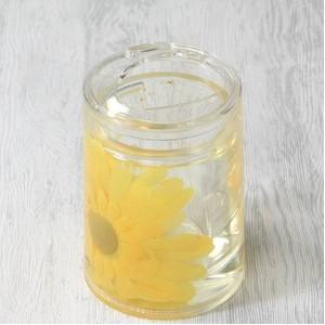 アクリル製歯ブラシスタンド/洗面所用具 〔ひまわり柄〕 造花【商工会会員店です】