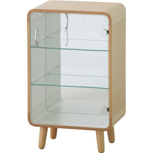 収納棚 コレクションケース 幅36cm S 3段 ナチュラル 木製 飛散防止フィルム加工ミラー 強化...