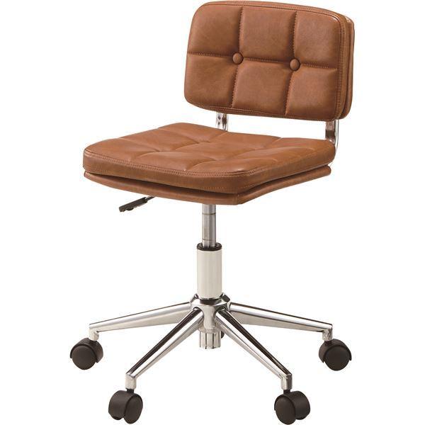 パーソナルチェア デスクチェア 幅40cm ブラウン 2脚セット キャスター 昇降式 スチール ソフ...