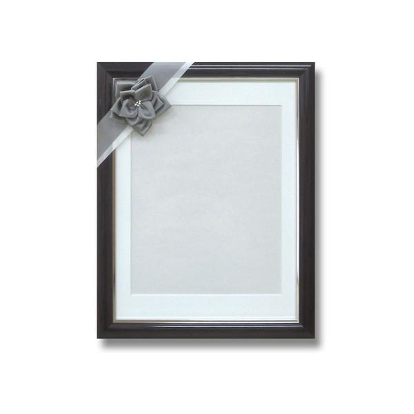 葬儀額 遺影額 〔 黒しんじゅ 〕 前面：無反射ＰＥＴ 寸巾パール リボン付き 日本製 仏事用額 額...