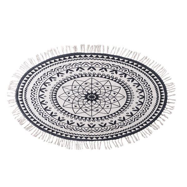 ラグマット 絨毯 120×70cm インド製 コットン 綿 防滑加工 オーバルラグ TTR-134 ...