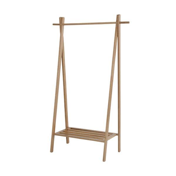 ハンガーラック 衣類収納 幅89cm ナチュラル 木製 棚付き リビング 寝室 ベッドルーム インテ...