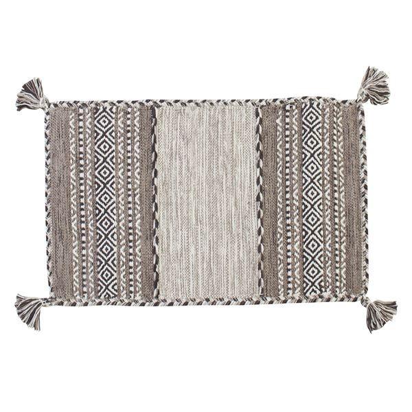 ラグマット 絨毯 75×45cm グレー 長方形 インド製 綿 コットン TTR-101GY シェニ...