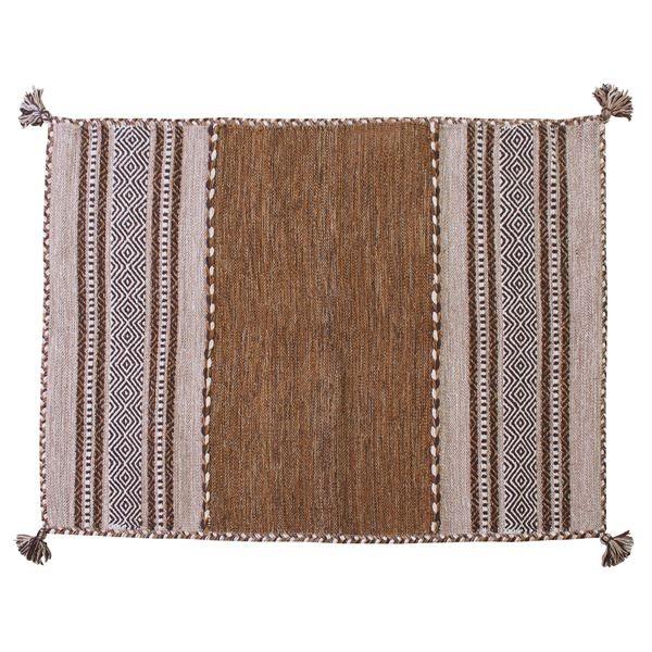 ラグマット 絨毯 130×90cm ベージュ 長方形 インド製 綿 コットン TTR-102BE シ...