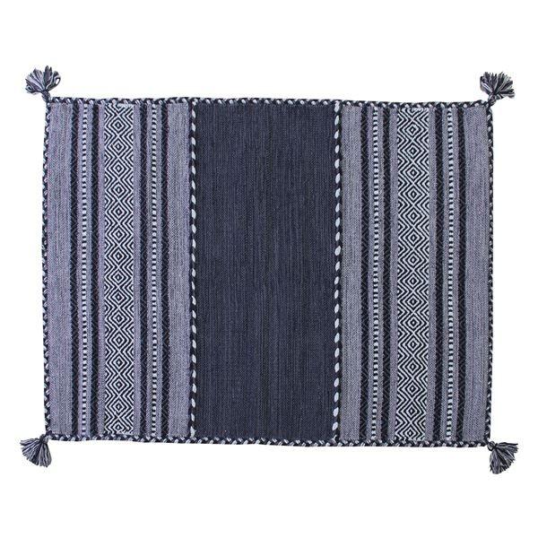 ラグマット 絨毯 130×90cm ネイビー 長方形 インド製 綿 コットン TTR-102NV シ...