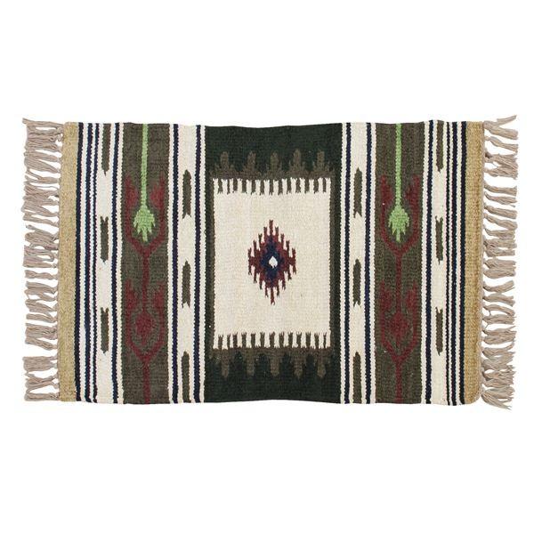 ラグマット 絨毯 75×45cm TTR-104A 長方形 インド製 綿 コットン キリム リビング...