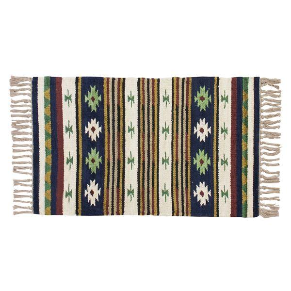 ラグマット 絨毯 75×45cm TTR-104B 長方形 インド製 綿 コットン キリム リビング...
