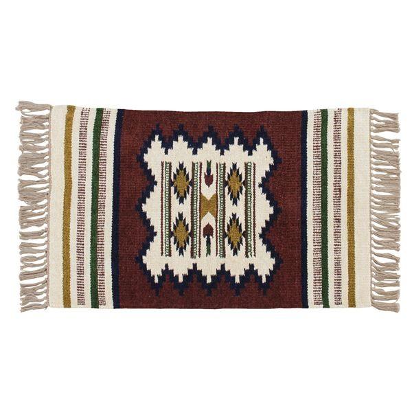 ラグマット 絨毯 75×45cm TTR-104C 長方形 インド製 綿 コットン キリム リビング...