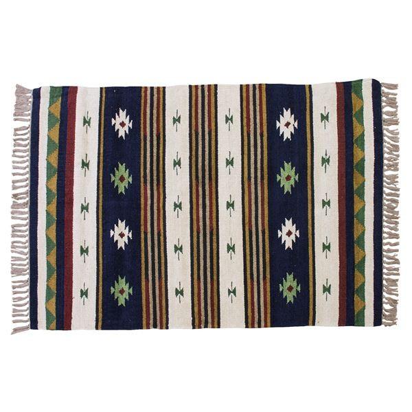 ラグマット 絨毯 130×90cm TTR-105B 長方形 インド製 綿 コットン キリム リビン...