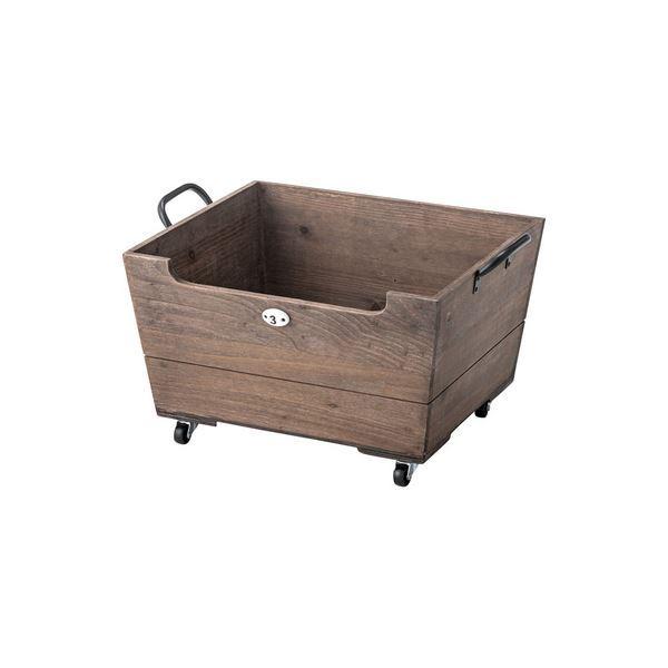 収納ボックス 収納ケース 幅47cm ブラウン 木製 キャスター付き スタッキング可 リビング 子供...