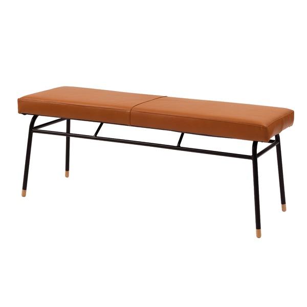 ベンチ ダイニングベンチ 幅118cm×奥行37cm×高さ47cm 本革 スチール リビング ダイニ...