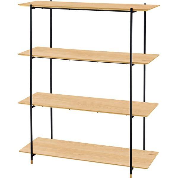 本棚 ブックシェルフ 幅108cm 4段 オーク スチール 組立品 リビング ダイニング ベッドルー...