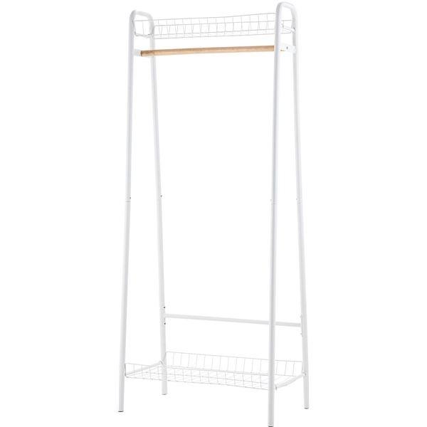 ハンガーラック 衣類収納 幅70cm ホワイト 2セット 木製 スチール 収納かご付き 組立品 リビ...