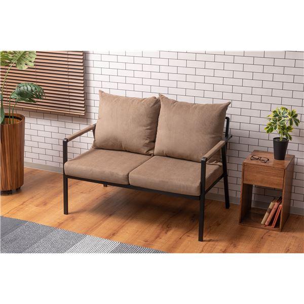 ソファ 約幅114cm 2人掛け ベージュ 肘掛け アーム付き スチール カバーリング 肘付き ソフ...