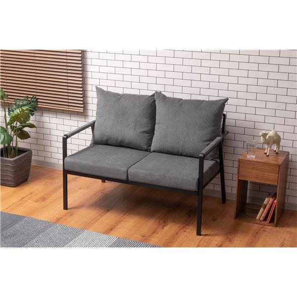 ソファ 約幅114cm 2人掛け グレー 肘掛け アーム付き スチール カバーリング 肘付き ソファ...