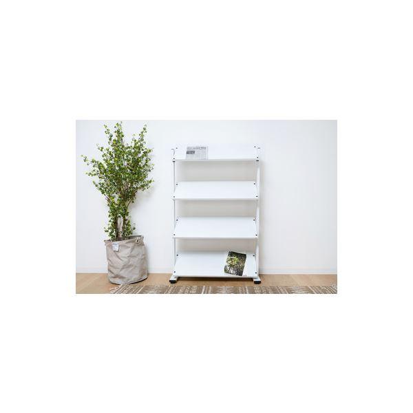 オープンラック 収納棚 約幅80.5cm 4段 ホワイト アジャスター付き スチール 2WAYラック...