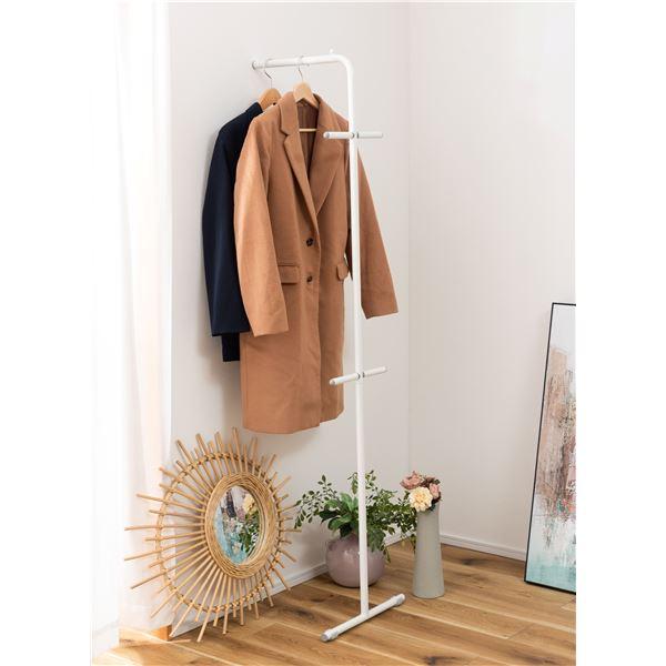 ハンガーラック 約幅40.5×奥行35.5×高さ167.5cm ホワイト スチール 衣類収納 リビン...