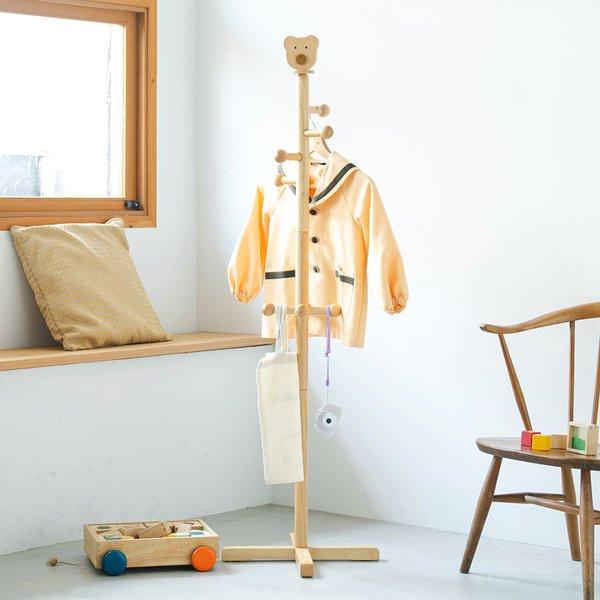 キッズハンガー くま(ナチュラル) コートハンガー ポールハンガー 入学 入園 北欧風 収納 制服 ...