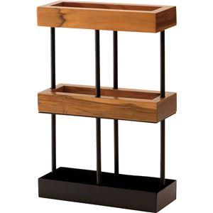 傘立て アンブレラスタンド 約幅27×奥行10×高さ40cm ナチュラル 天然木 チーク スチール ...