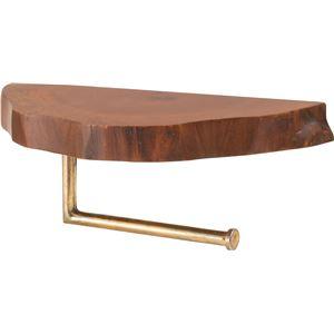 ペーパー ホルダー 約幅30×奥行14×高さ15cm ブラウン 天然木 マホガニー スチール 金メッ...