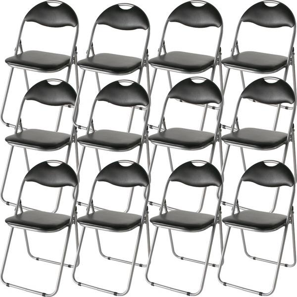 折りたたみパイプ椅子 〔12脚入り／1セット〕／ミーティングチェア IK-0102B【商工会会員店で...