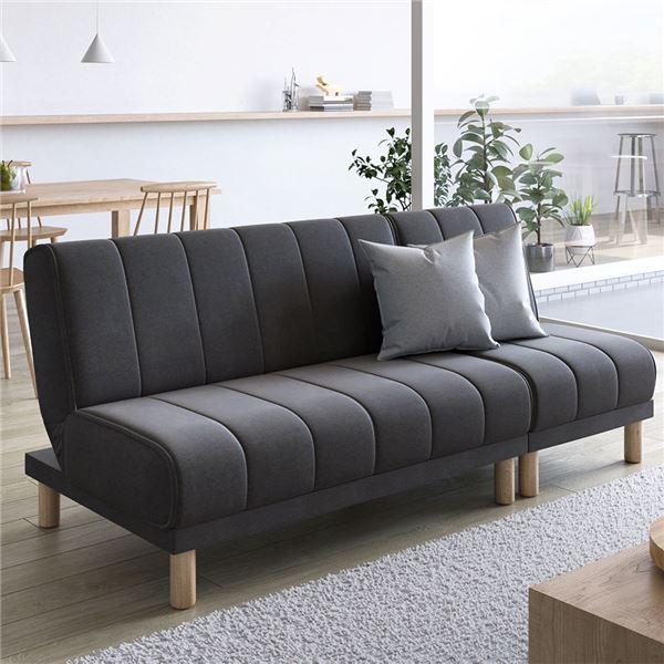 NEWスタイリッシュ ソファベッド チャコールグレー 4way リクライニング ソファーベッド 3人...