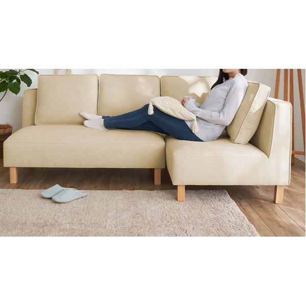 ゆったりくつろげるコーナーソファ 右カウチセット アイボリー【商工会会員店です】