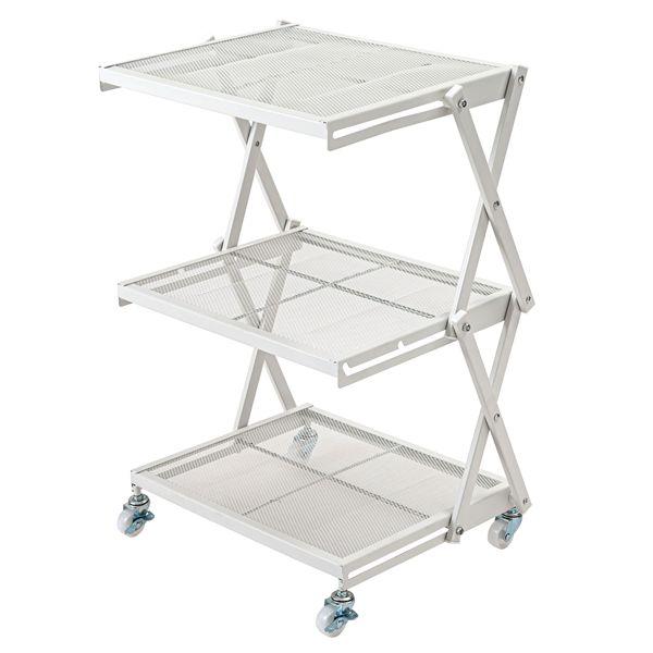 フォールディングラック ホワイト （約W45×D34×H53／66cm） 完成品【商工会会員店です】