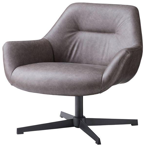 ラウンジチェア ダークブラウン クロスレザー（約W80×D75×H73.5×SH42cm） 組立式【...