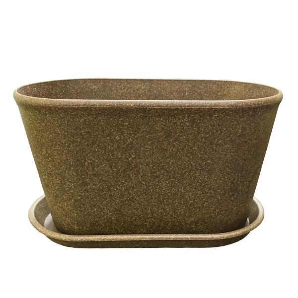 もみっくプランター２４型ブラウンと受け皿のセット（幅25cm、奥行き13cm、高さ19cm、容量2....